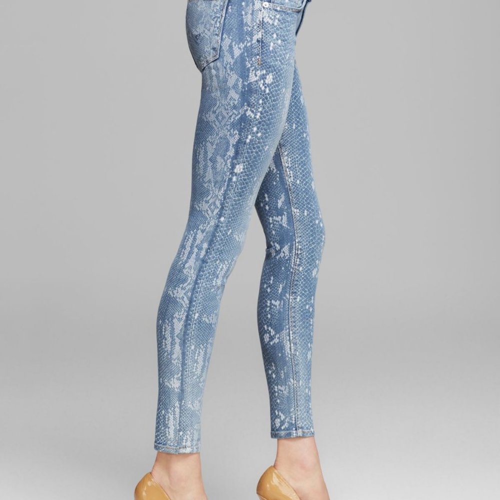 Hudson‎ Nico Midrise Super Skinny Snake Print Jeans